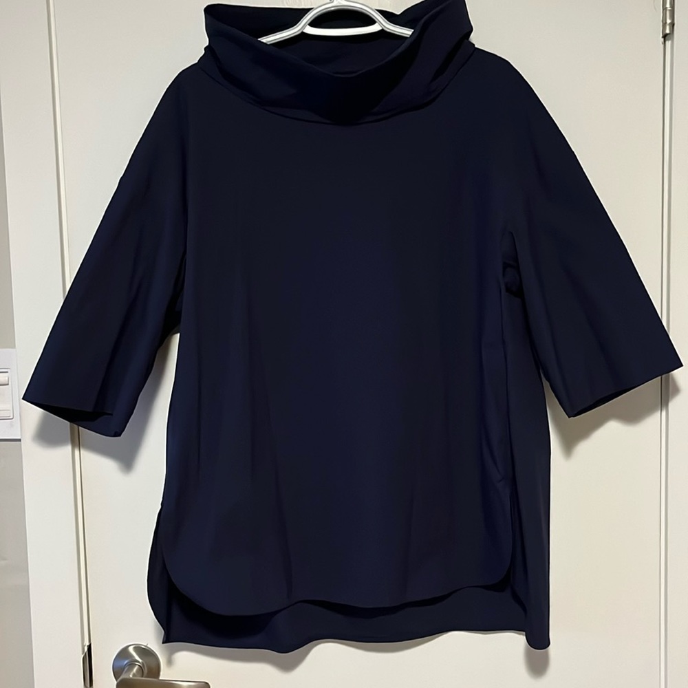 COS 3/4 Sleeve High-Collar Cotton Blouse